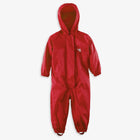 Red Originals Waterproof Puddle Suit. A red, hooded, waterproof all-in-one suit for children, designed to keep them dry in wet conditions.